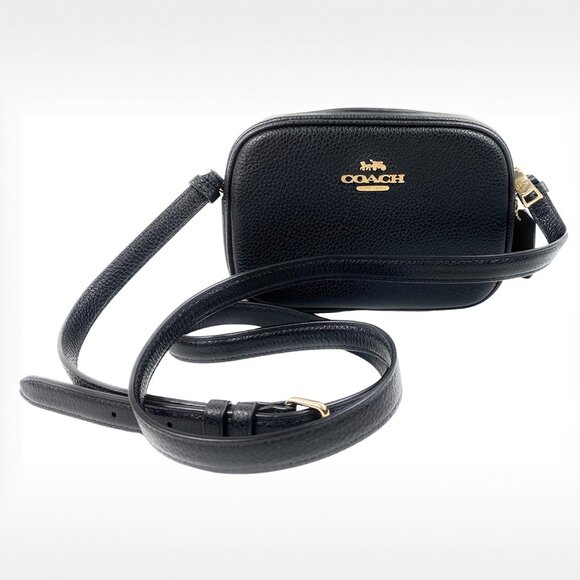 Coach Mini Jamie Camera Bag Black Pebbled Leather Crossbody Shoulder Strap - Picture 1 of 7